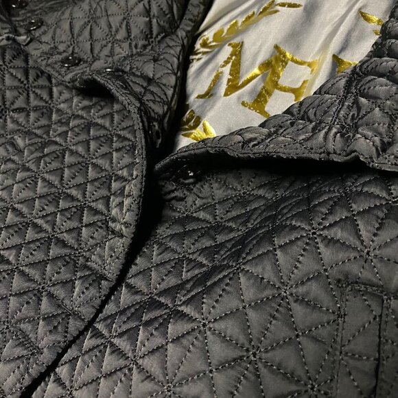 MILLARD FILLMORE Chic Black Quilted 3/4th Sleeve Jacket Size 2 - Picture 4 of 8